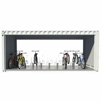 Abri vélo en container 20 pieds ouvert 18 places